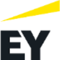 EY in black writing with a yellow right angled triangle